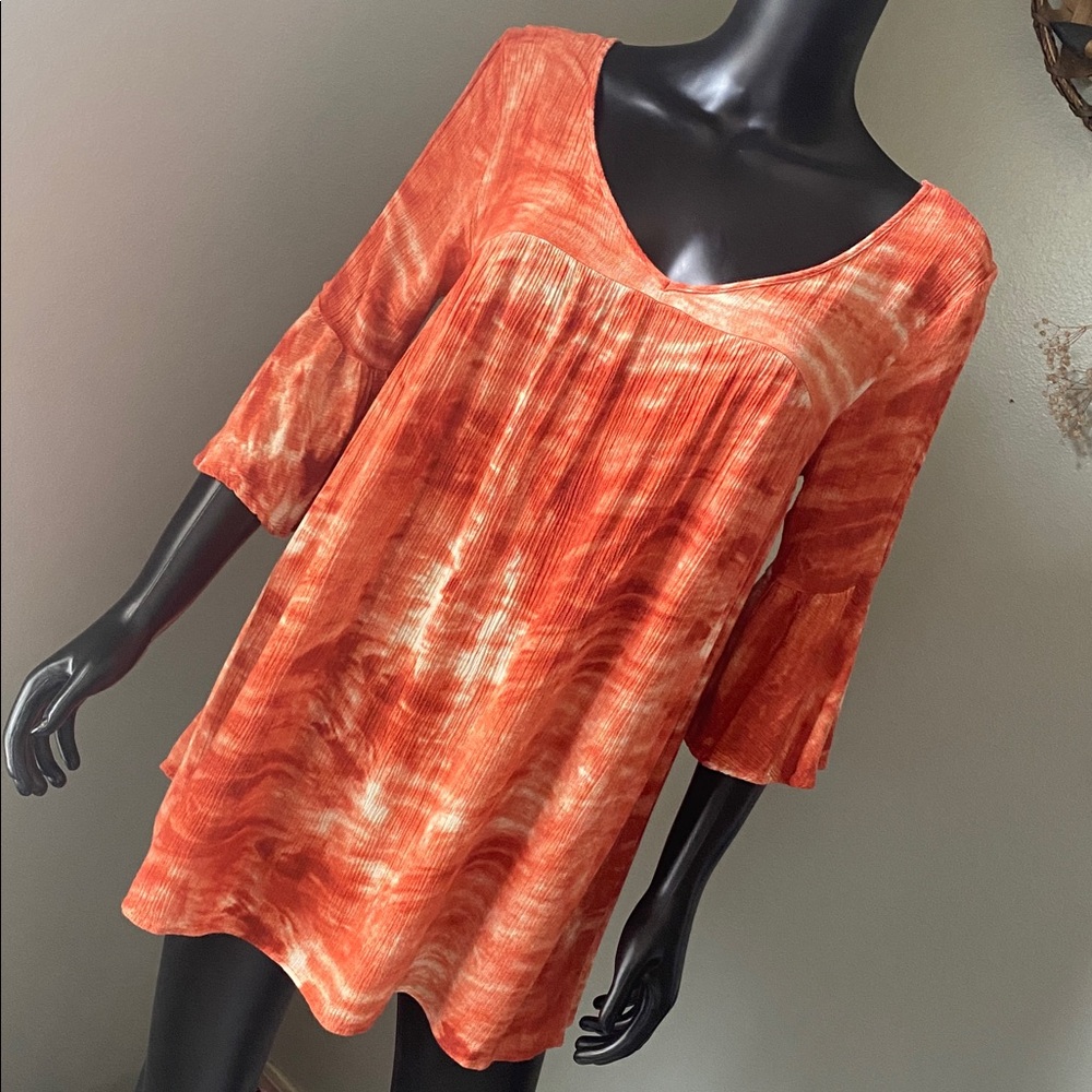 LANIS CALIFORNIA Orange Tie-Dye Tunic